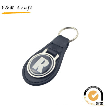 Promotion Gift Hard Emanel Leather Key Chain with Silvery Stamp